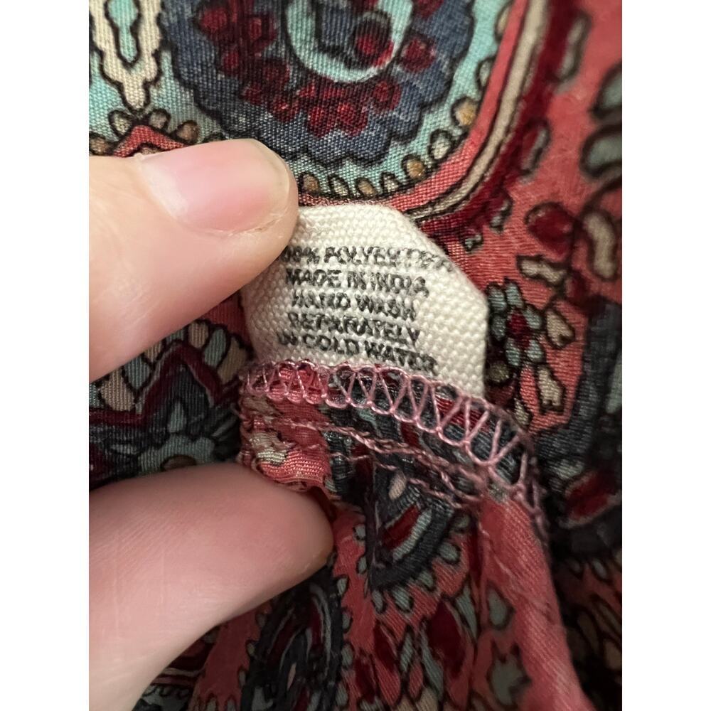 Paani Anthropologie Pink Coral Paisley Metallic Gold Swing Dress size M - Picture 5 of 5